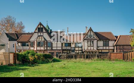 Solvang, die Stadt im südkalifornischen Santa Ynez Valley, ist für ihre traditionelle dänische Architektur bekannt Stockfoto