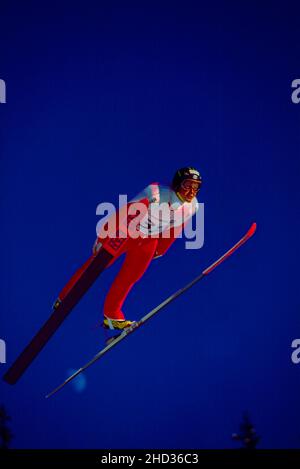 Bei den Olympischen Winterspielen 1994 im Einzel-Skispringen der Herren K120 Stockfoto