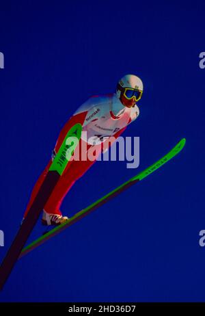 Stefan Horngacher (AUT) im Einzel-Skispringen der Männer K120 bei den Olympischen Winterspielen 1994 Stockfoto