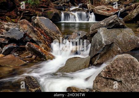 Cascade on Looking Glass Creek - Pisgah National Forest, in der Nähe von Brevard, North Carolina, USA Stockfoto