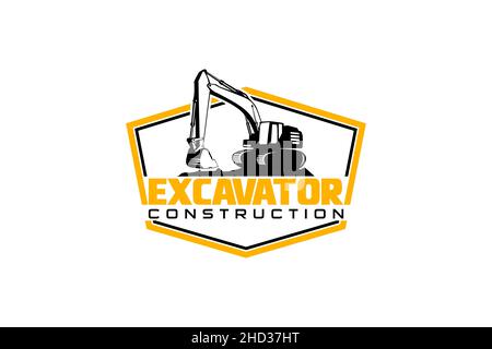 Vorlage für Bagger-Logo. Schwere Ausrüstung Logo Vektor für Bauunternehmen. Kreative Baggerillustration für Logo. Stock Vektor