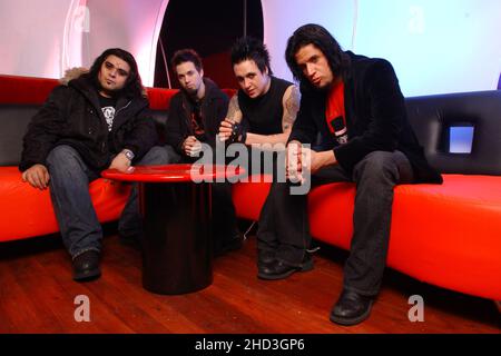 FORT LAUDERDALE FL - MÄRZ 31: Dave Buckner, Jerry Horton, Jacoby Shaddix und Tobin Esperance von Papa Roach posieren für ein Porträt bei Revolution Live am 31. März 2005 in Fort Lauderdale, Florida. Kredit: mpi04/MediaPunch Stockfoto