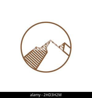 Linie vintage Wüste Hügel Logo Design Vektor Grafik Symbol Symbol Zeichen Illustration kreative Idee Stock Vektor