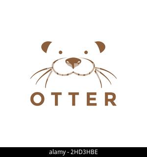 Gesicht niedlich Otter Logo Design Vektor Grafik Symbol Symbol Zeichen Illustration kreative Idee Stock Vektor