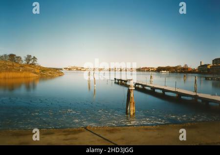 Die Uferpromenade der Stadt Karlskrona in Schweden Stockfoto