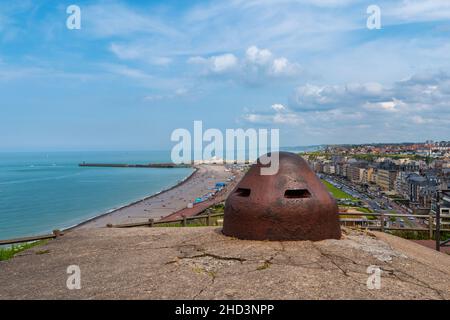 Ein Blockhaus atlantic Wall Bunker in Dieppe, Normandie, Frankreich Stockfoto