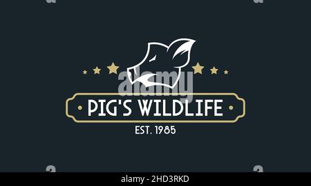 Hog Logo Design Konzept Vektor. Vorlage für Pig-Logo im Retro-Stil Stock Vektor