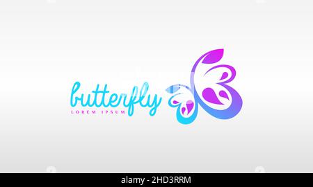 Schmetterling Logo Concept Vector isoliert in weißem Hintergrund Stock Vektor