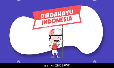 Dirgahayu Indonesia gratuliert zum Jahrestag der Unabhängigkeit Indonesiens. Happy Indonesian Unabhängigkeit Tag Hintergrund Illustration Stock Vektor