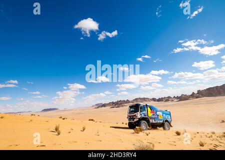 500 Sotnikov Dmitry (rus), Akhmadeev Ruslan (rus), Akhmetzianov Ilgiz (rus), Kamaz-Master, Kamaz 43509, T5 FIA Camion, Aktion während der Etappe 1B der Rallye Dakar 2022 um Hail, am 2nd. Januar 2022 in Hail, Saudi-Arabien - Foto: Frederic Le Floc H/DPPI/LiveMedia Stockfoto