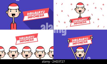 Dirgahayu Indonesia gratuliert zum Jahrestag der Unabhängigkeit Indonesiens. Happy Indonesian Unabhängigkeit Tag Hintergrund Illustration Stock Vektor
