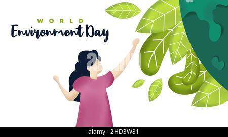 Welt Umwelt Tag Hintergrund Illustration Vektor. Webbanner und Online-Flyer zum Weltumwelttag. Stock Vektor