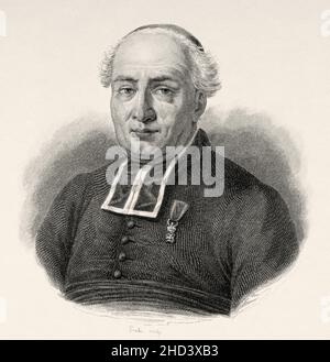 Petrus Joseph Triest. Peter Joseph Triest (1760-1836) war ein Prälat der Diözese Gent, bekannt für seine religiösen Grundlagen. Europa. Alte gravierte Illustration aus dem 19th. Jahrhundert von Portraits et histoire des hommes utile von Societe Montyon et Franklin 1837 Stockfoto