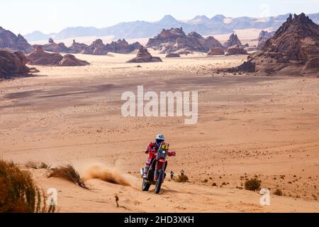 03 Sunderland Sam (aus), GasGas Factory Racing, KTM 450 Rally Factory Replica, Moto, W2RC, Aktion während der Etappe 1B der Rallye Dakar 2022 um Hail, am 2nd. Januar 2022 in Hail, Saudi-Arabien - Foto: Frederic Le Floc H/DPPI/LiveMedia Stockfoto