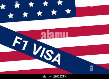 USA Student viza F1. Visa in den Vereinigten Staaten studieren für ausländische Studenten. Stock Vektor