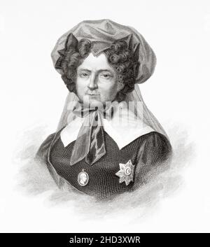 Maria Feodorovna. Herzogin Sophie Dorothea von Württemberg (1759-1828) wurde Kaiserin von Russland als zweite Ehefrau von Kaiser Paul I. Sie gründete das Amt der Institutionen der Kaiserin Maria. Sophie Dorothea, Tochter des Herzogs Friedrich Eugen von Württemberg und der Prinzessin Friederike von Brandenburg-Schwedt, gehörte zu einer Juniorfiliale des Hauses Württemberg. Europa. Alte gravierte Illustration aus dem 19th. Jahrhundert von Portraits et histoire des hommes utile von Societe Montyon et Franklin 1837 Stockfoto