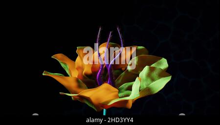 Alien Rainbow Flowers Close View Hochwertige 3D-Rendering Stockfoto