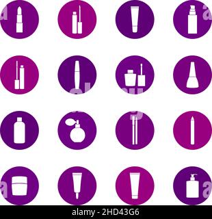 Set von Kosmetika Symbole auf Farbhintergrund, Vektor-Illustration Stock Vektor