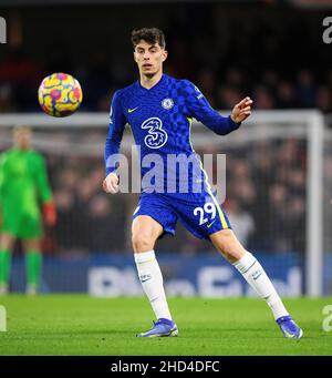 London, Großbritannien. 02nd Januar 2022. 02. Januar - Chelsea gegen Liverpool - Premier League - Stamford Bridge Kai Havertz während des Premier League-Spiels auf der Stamford Bridge Bildnachweis: Kredit: Mark Pain/Alamy Live News Stockfoto