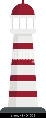 Leuchtturm-Symbol in Schweden. Flache Abbildung des schwedischen Leuchtturmvektorikons isoliert auf weißem Hintergrund Stock Vektor