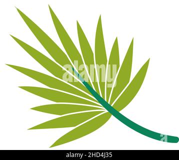 Grüne Handfläche mit Cartoon-Blättern für flaches Design. Illustration von Palmenvektor grün, Blatt vom Baum, Natur-Design-Grafik Stock Vektor