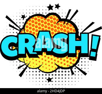 Crash-Sound illustriert für Comic-Magazin, Pop-Art-Dot-Stil. Vektor-Comic Crash-Effekt, Boom Sound Wolke, Blase Rede Illustration Stock Vektor