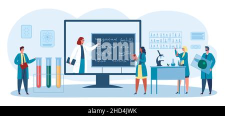 Online-Bildung Wissenschaftler studieren Biologen aus der Ferne Konzept. Illustration von Bildungswissenschaftler online, Forschung Wissenschaft Technologie Vektor Stock Vektor