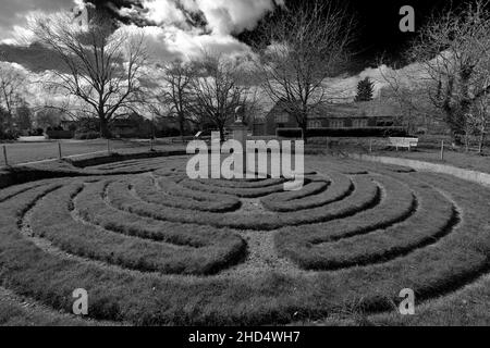 The Turf Maze at Hilton Village, Cambridgeshire; England, Großbritannien Stockfoto