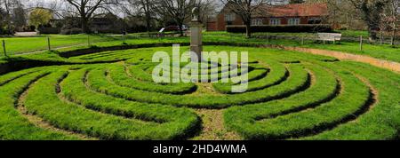 The Turf Maze at Hilton Village, Cambridgeshire; England, Großbritannien Stockfoto