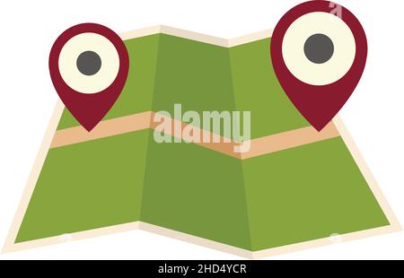 Symbol für die Position der unbemannten Taxikarte. Flache Darstellung des Ortung-Vektor-Symbols für unbemannte Taxis auf weißem Hintergrund Stock Vektor