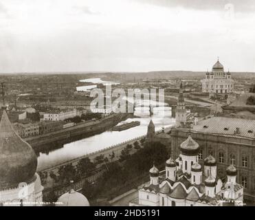 Vintage Anfang 20th Jahrhundert Foto: Blick von Ivan dem Großen Glockenturm, Moskau, Russland. Stockfoto