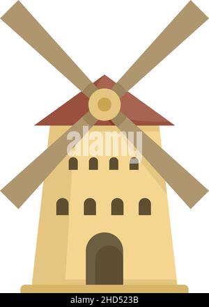 Symbol der französischen Windmühle. Flache Darstellung des vektorsymbols für die französische Windmühle auf weißem Hintergrund Stock Vektor