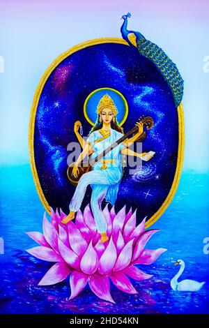 Schöne Ölgemälde Von Der Göttin Von Svaravati Stockfoto
