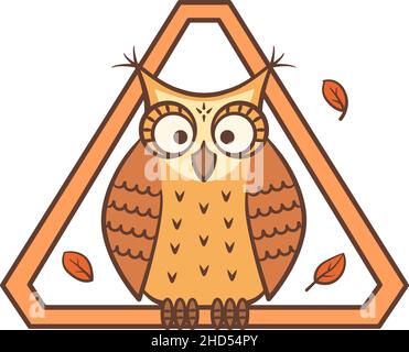 Niedliche Cartoon-Illustration der Eule in Herbstfarben. Einfaches, flaches Design. Stock Vektor