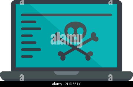 Symbol für gehackten Laptop. Flache Darstellung des geknackten Laptop-Vektorsymbols isoliert auf weißem Hintergrund Stock Vektor