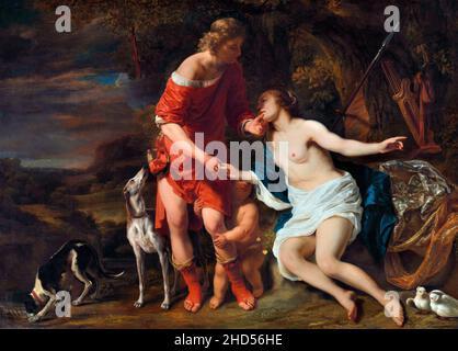 Venus und Adonist des niederländischen Künstlers Ferdinand Bol (1616-1680), Öl auf Leinwand, c. 1658 Stockfoto