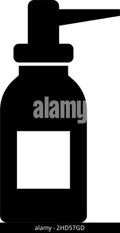 Medizinisches Spray Für Den Hals, Oraler Inhalator. Abbildung des Symbols für flache Vektorgrafik. Einfaches schwarzes Symbol auf weißem Hintergrund. Kehle medizinisches Spray, oraler Inhalator Zeichen de Stock Vektor