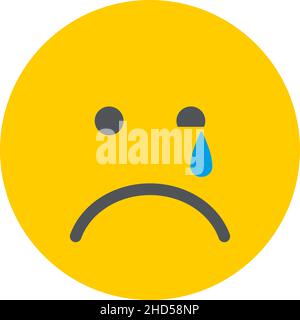 Weinende Emoji. Gelbes flaches Kreisgesicht in Traurigkeit Stock Vektor
