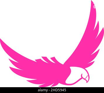 Fliegendes Vogel-Emblem. Rosafarbene Insignien im Vintage-Stil Stock Vektor