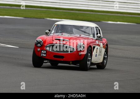 Mark Holme, Austin Healey 3000 Mk2, International Trophy for Classic GT Cars - Pre 1966, ein Mini-Langstreckenrennen für GT-Autos vor 1966, ein Zweifahrerrennen Stockfoto