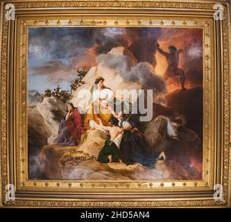 Paris, Frankreich: 06. Mai 2017: Cybele schützt vor dem Vesuv die Städte Stabiae, Herculaneum, Pompeji und Resina Malerei(1832), von François-Édouard P Stockfoto