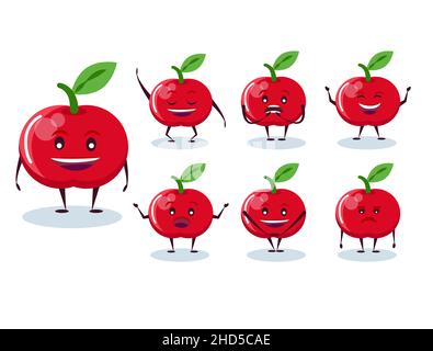 Apple Set - Charakter und Emotionen. Anthropomorpher Held. Vektorgrafik im Cartoon-Stil. Stock Vektor