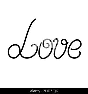 Word Love Einfache Kalligraphie Vektor-Illustration, Symbol der St. Valentinstag Feier, Dekor für Liebesurlaub, handgeschriebene trendige Design-Element, abstrakt romantischen Schriftzug Stock Vektor