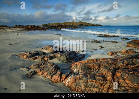 Traigh an t-Suidhe Strand auf der Insel Iona. Stockfoto