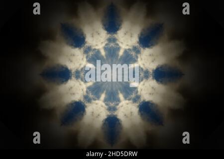 Misty Blue, Abstract Digital Mandala Art Hintergrund Stockfoto