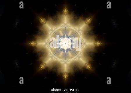 Misty Gold, Abstract Digital Mandala Art Hintergrund Stockfoto