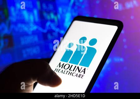 Brasilien. 3rd Januar 2022. In dieser Abbildung wird das Molina Healthcare-Logo auf einem Smartphone-Bildschirm angezeigt. (Bild: © Rafael Henrique/SOPA Images via ZUMA Press Wire) Stockfoto