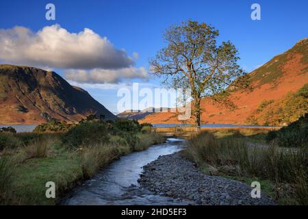 Segeln Sie Beck und Crummock Water. Stockfoto