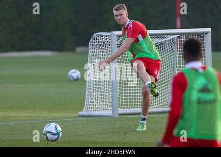 , PORTUGAL - 3. JANUAR: Perr Schuurs von Ajax Amsterdam während der Trainingssitzung Ajax am 1. Tag auf der Quinta do Lago am 3. Januar 2022 in Portugal. (Foto von Ben Gal/Orange Picters) Stockfoto