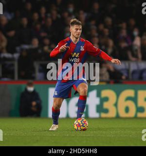 London, Großbritannien. 03rd Januar 2022. Joachim Andersen von Crystal Palace in Aktion während des Premier League-Spiels zwischen Crystal Palace und West Ham United im Selhurst Park, London, England am 1. Januar 2022. Foto von Ken Sparks. Nur zur redaktionellen Verwendung, Lizenz für kommerzielle Nutzung erforderlich. Keine Verwendung bei Wetten, Spielen oder Veröffentlichungen einzelner Clubs/Vereine/Spieler. Kredit: UK Sports Pics Ltd/Alamy Live Nachrichten Stockfoto